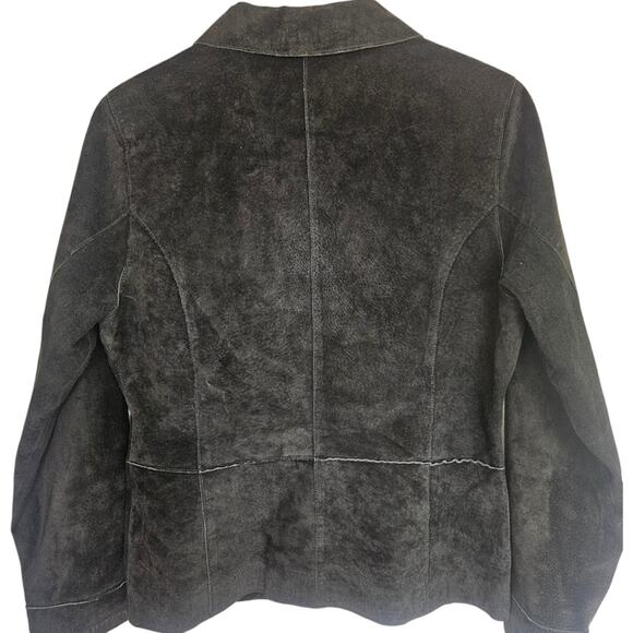 Brandon Thomas Black Suede Jacket Barn Coat Size M Genuine Leather Retro - Picture 3 of 9
